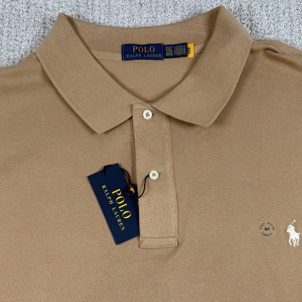 NEW Polo Ralph Lauren Men 3XLT Brown Cotton Pique Short Sleeve Polo Shirt